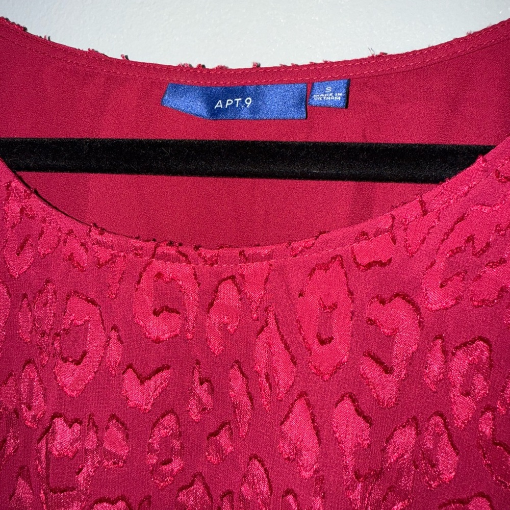 Apt. 9 Vibrant Red Patterned Blouse - image 1